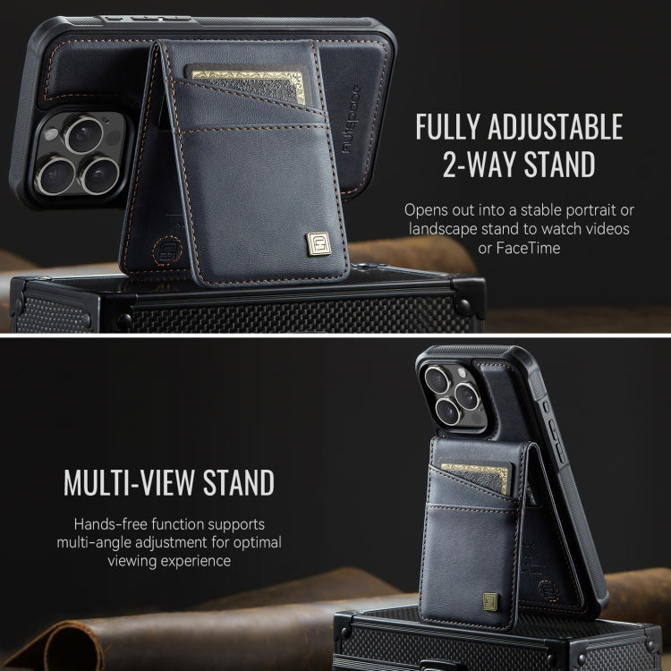 For iPhone 14 Pro AutSpace A12 MagSafe Magnetic RFID Card Bag Phone Case(Black)