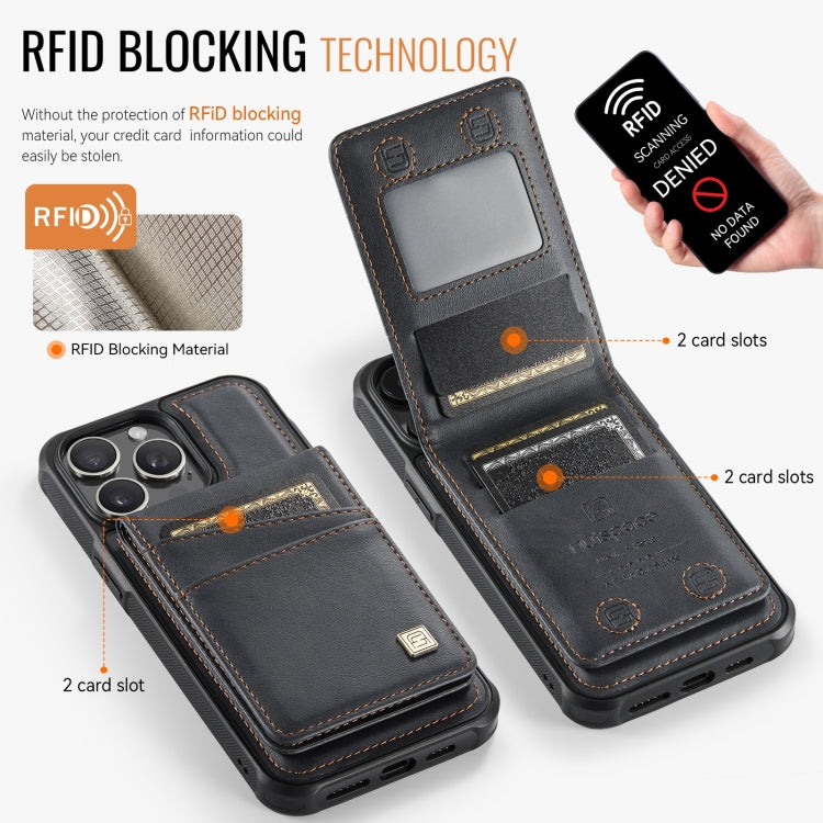 For iPhone 14 Pro Max AutSpace A12 MagSafe Magnetic RFID Card Bag Phone Case(Black)