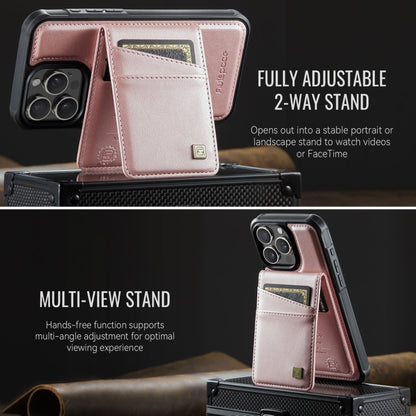 For iPhone 13 Pro Max AutSpace A12 MagSafe Magnetic RFID Card Bag Phone Case(Rose Gold)