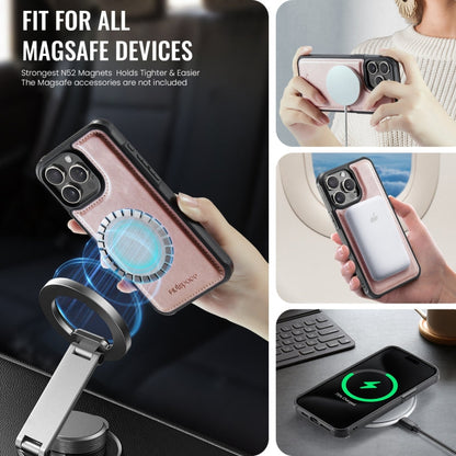 For iPhone 13 Pro AutSpace A12 MagSafe Magnetic RFID Card Bag Phone Case(Rose Gold)