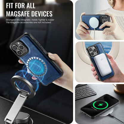 For iPhone 13 Pro AutSpace A12 MagSafe Magnetic RFID Card Bag Phone Case(Blue)