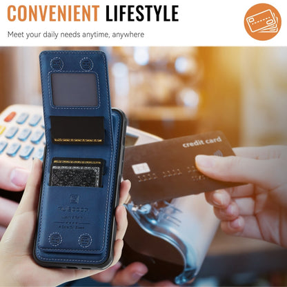 For iPhone 13 AutSpace A12 MagSafe Magnetic RFID Card Bag Phone Case(Blue)