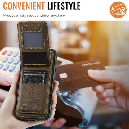 For iPhone 13 AutSpace A12 MagSafe Magnetic RFID Card Bag Phone Case(Coffee)