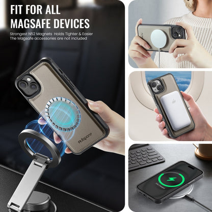 For iPhone 13 AutSpace A12 MagSafe Magnetic RFID Card Bag Phone Case(Khaki)