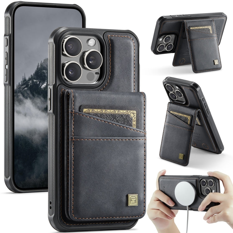 For iPhone 12 / 12 Pro AutSpace A12 MagSafe Magnetic RFID Card Bag Phone Case(Black)