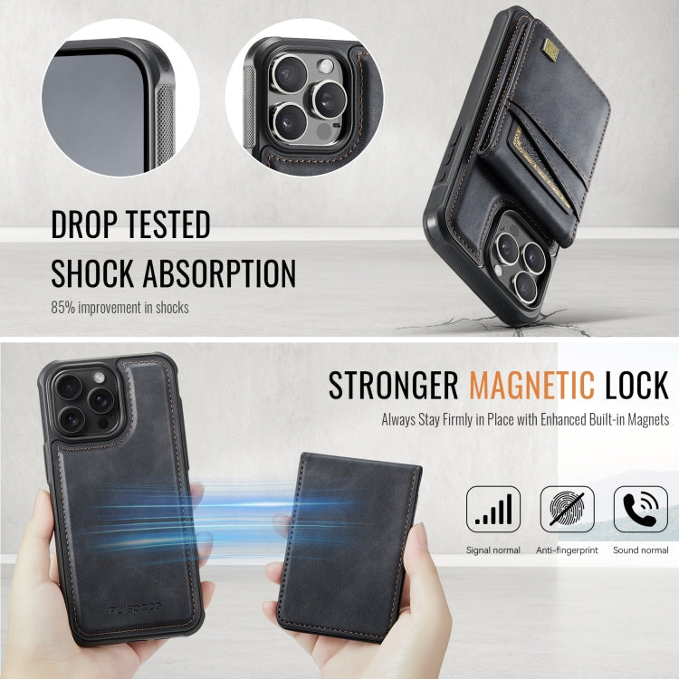 For iPhone 12 / 12 Pro AutSpace A12 MagSafe Magnetic RFID Card Bag Phone Case(Black)