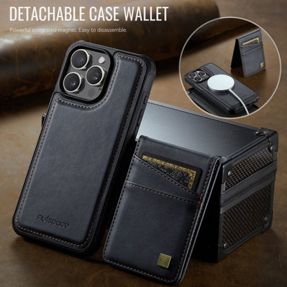 For iPhone 12 / 12 Pro AutSpace A12 MagSafe Magnetic RFID Card Bag Phone Case(Black)