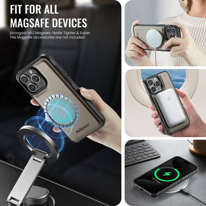 For iPhone 12 Pro Max AutSpace A12 MagSafe Magnetic RFID Card Bag Phone Case(Khaki)