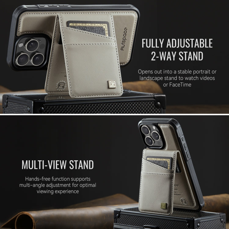 For iPhone 12 Pro Max AutSpace A12 MagSafe Magnetic RFID Card Bag Phone Case(Khaki)