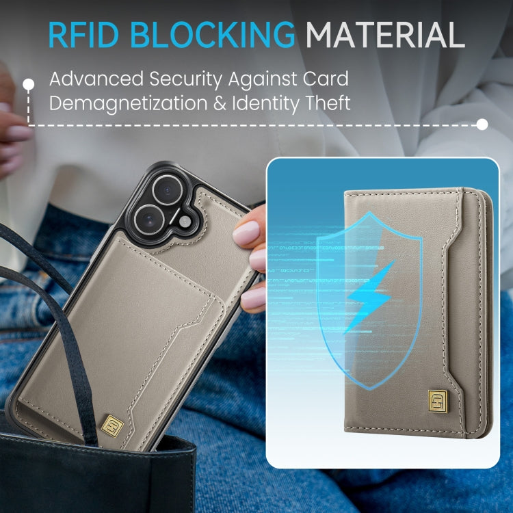 For iPhone 16 Plus AutSpace A13 MagSafe Magnetic RFID Flip Card Bag Phone Case(Grey)