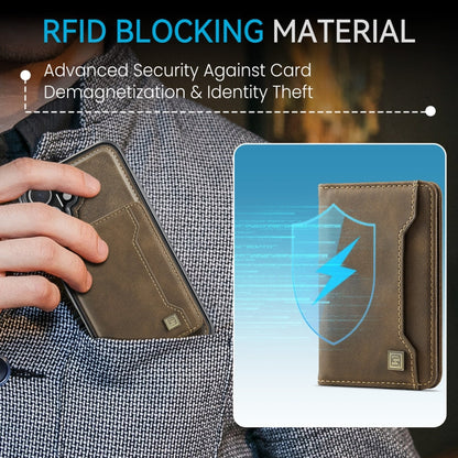 For iPhone 16 AutSpace A13 MagSafe Magnetic RFID Flip Card Bag Phone Case(Coffee)