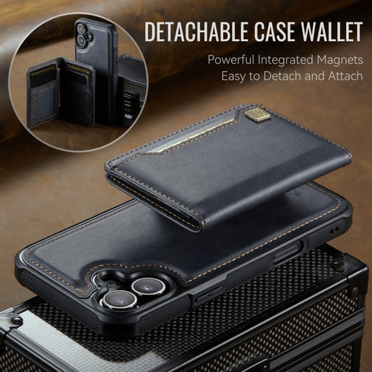 For iPhone 16 AutSpace A13 MagSafe Magnetic RFID Flip Card Bag Phone Case(Black)