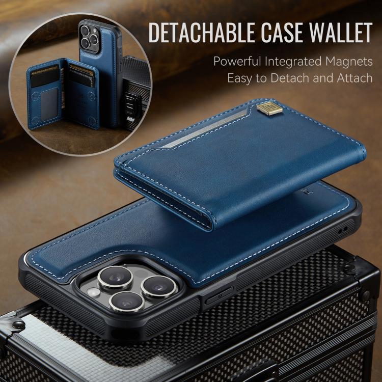 For iPhone 15 Pro AutSpace A13 MagSafe Magnetic RFID Flip Card Bag Phone Case(Blue)