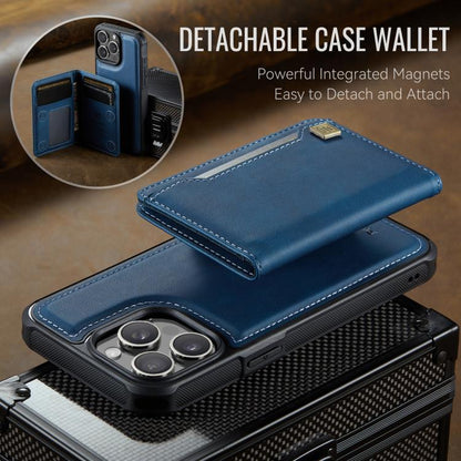 For iPhone 14 Pro Max AutSpace A13 MagSafe Magnetic RFID Flip Card Bag Phone Case(Blue)