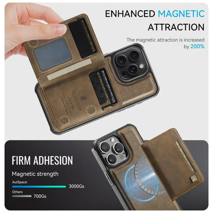 For iPhone 14 Pro Max AutSpace A13 MagSafe Magnetic RFID Flip Card Bag Phone Case(Coffee)