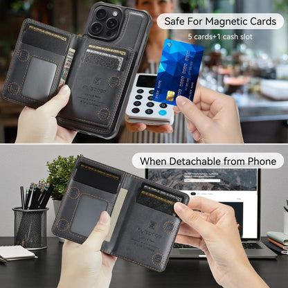 For iPhone 13 Pro Max AutSpace A13 MagSafe Magnetic RFID Flip Card Bag Phone Case(Black)