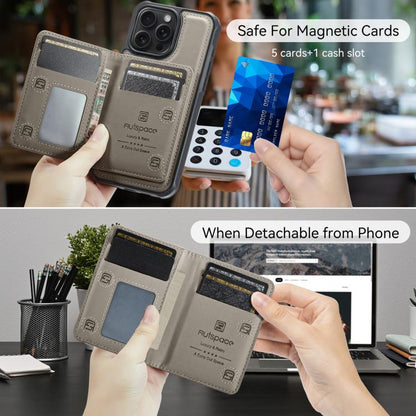 Pour iPhone 13 Pro Max AutSpace A13 MagSafe Magnétique RFID Flip Étui Portefeuille Téléphone (Gris)