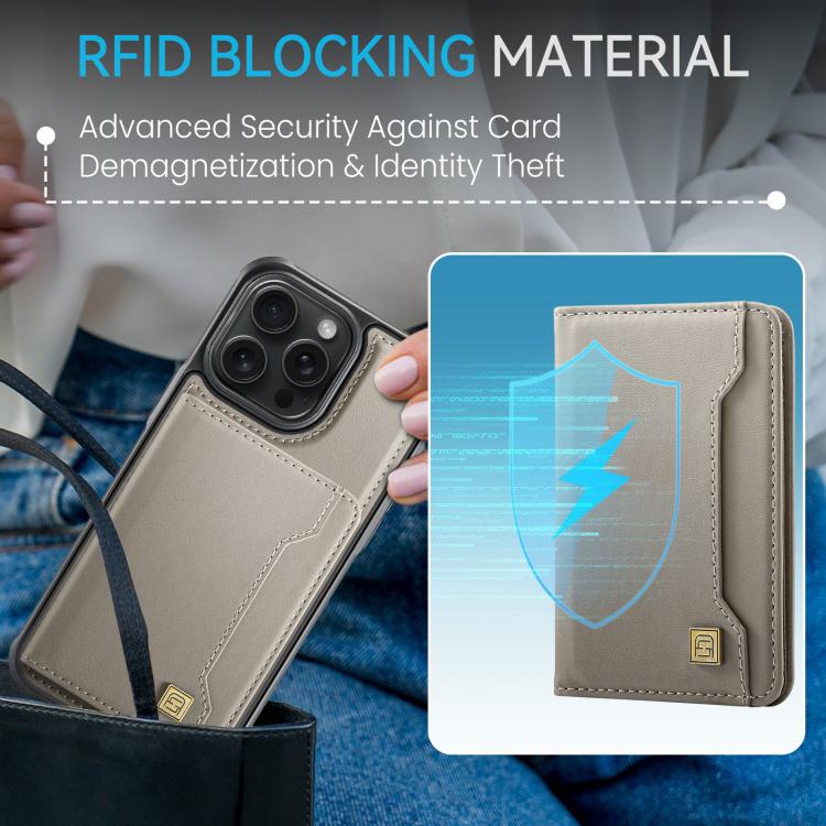 Pour iPhone 13 Pro Max AutSpace A13 MagSafe Magnétique RFID Flip Étui Portefeuille Téléphone (Gris)