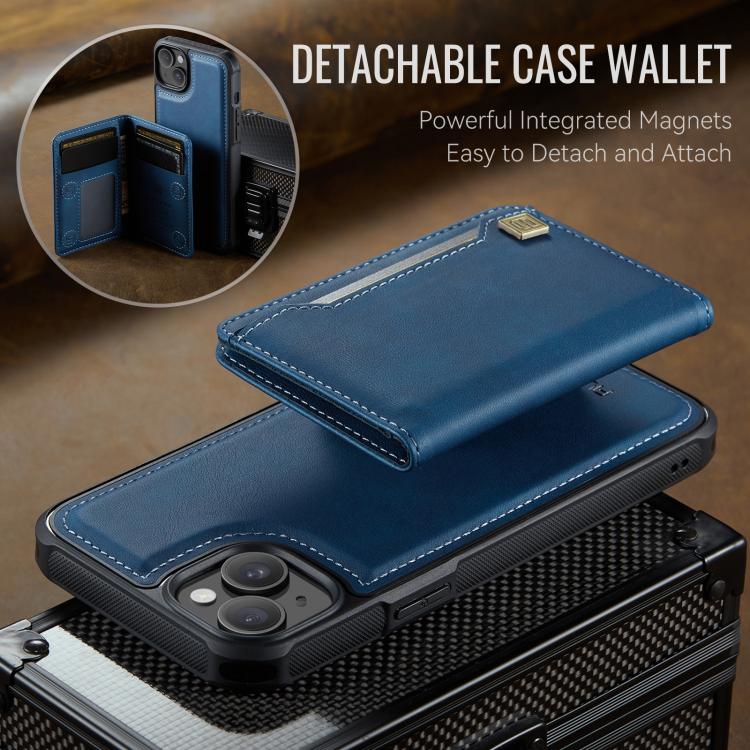 For iPhone 13 AutSpace A13 MagSafe Magnetic RFID Flip Card Bag Phone Case(Blue)