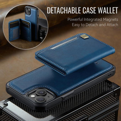 For iPhone 13 AutSpace A13 MagSafe Magnetic RFID Flip Card Bag Phone Case(Blue)