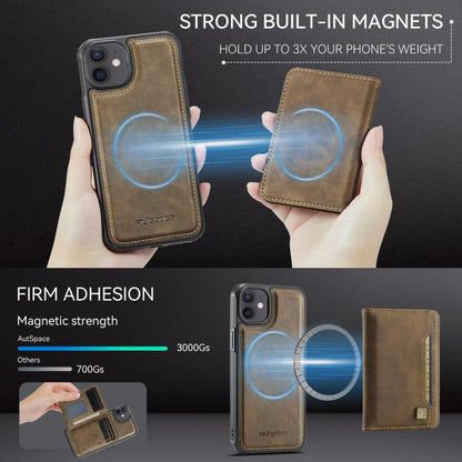 For iPhone 12 AutSpace A13 MagSafe Magnetic RFID Flip Card Bag Phone Case(Coffee)