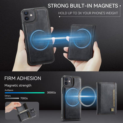 For iPhone 12 AutSpace A13 MagSafe Magnetic RFID Flip Card Bag Phone Case(Black)
