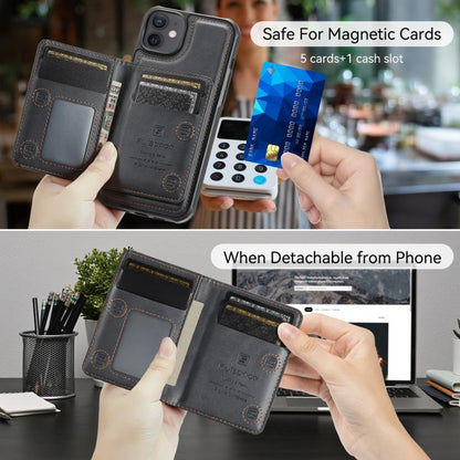 For iPhone 12 AutSpace A13 MagSafe Magnetic RFID Flip Card Bag Phone Case(Black)