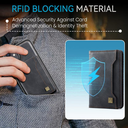 For iPhone 12 AutSpace A13 MagSafe Magnetic RFID Flip Card Bag Phone Case(Black)