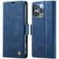 For iPhone 16 Pro AutSpace A11 Side Buckle MagSafe Magnetic RFID Phone Leather Case(Blue)