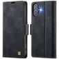 For iPhone 16 AutSpace A11 Side Buckle MagSafe Magnetic RFID Phone Leather Case(Black)
