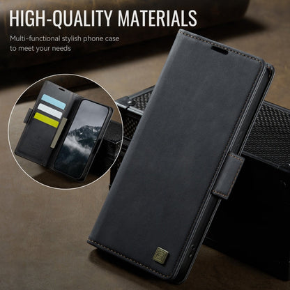 For iPhone 15 Plus AutSpace A11 Side Buckle MagSafe Magnetic RFID Phone Leather Case(Black)