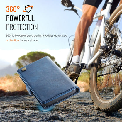 For iPhone 14 Pro AutSpace A11 Side Buckle MagSafe Magnetic RFID Phone Leather Case(Blue)