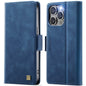 For iPhone 13 Pro Max AutSpace A11 Side Buckle MagSafe Magnetic RFID Phone Leather Case(Blue)