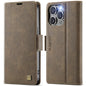 For iPhone 13 Pro Max AutSpace A11 Side Buckle MagSafe Magnetic RFID Phone Leather Case(Coffee)