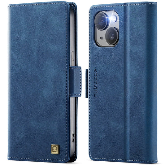 Pour iPhone 13 AutSpace A11 Étui en cuir magnétique RFID MagSafe à boucle latérale (bleu)