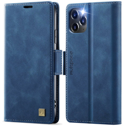 Pour iPhone 11 Pro Max AutSpace A11 Étui en cuir magnétique MagSafe RFID avec boucle latérale (Bleu)