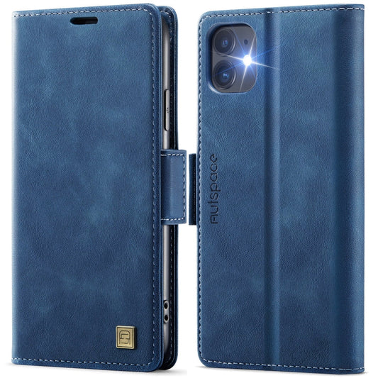 For iPhone 11 AutSpace A11 Side Buckle MagSafe Magnetic RFID Phone Leather Case(Blue)