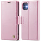 For iPhone 11 AutSpace A11 Side Buckle MagSafe Magnetic RFID Phone Leather Case(Rose Gold)
