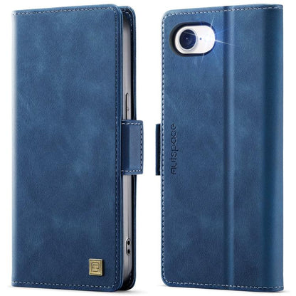 For iPhone 17e / 16e AutSpace A11 Side Buckle MagSafe Magnetic RFID Phone Leather Case(Blue)