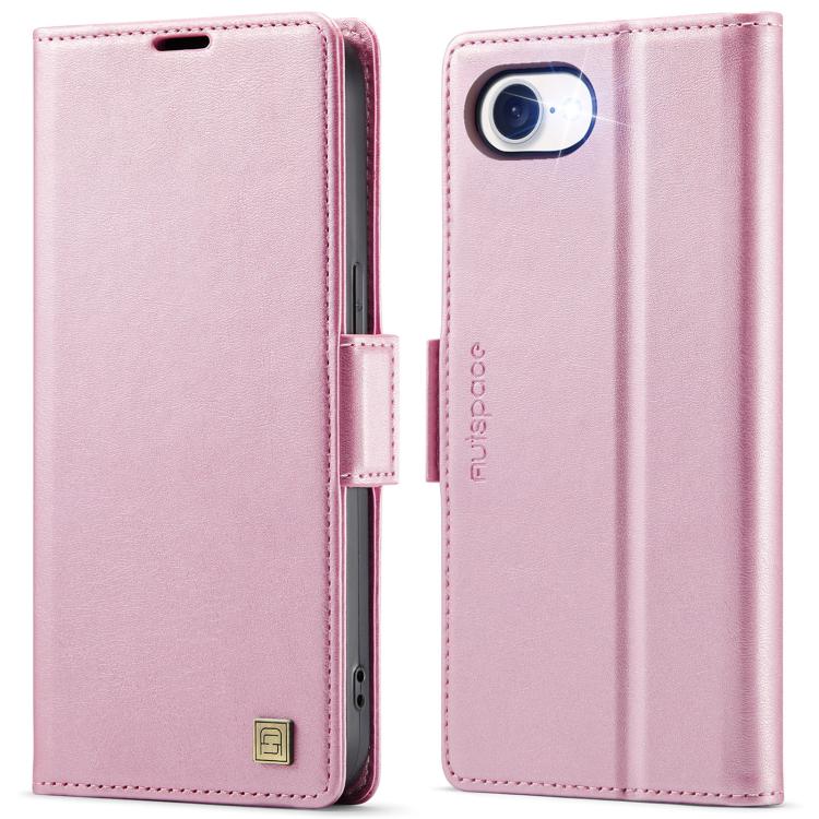 Pour iPhone 17e / 16e AutSpace A11 Étui en Cuir Magnétique MagSafe avec Boucle Latérale et Blocage RFID (Or Rose)