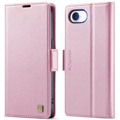 Pour iPhone 17e / 16e AutSpace A11 Étui en Cuir Magnétique MagSafe avec Boucle Latérale et Blocage RFID (Or Rose)