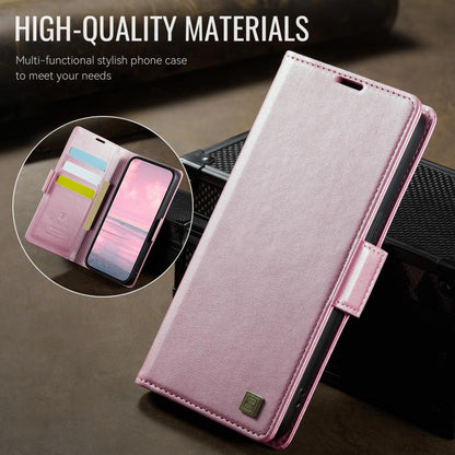 Pour iPhone 17e / 16e AutSpace A11 Étui en Cuir Magnétique MagSafe avec Boucle Latérale et Blocage RFID (Or Rose)