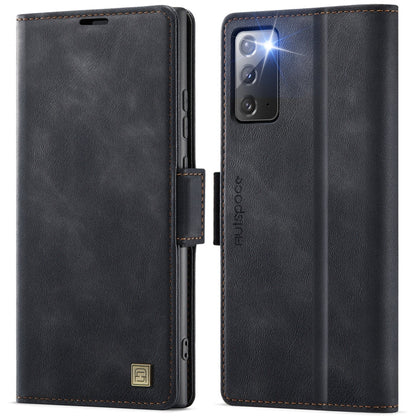 For Samsung Galaxy Note20 AutSpace A11 Side Buckle MagSafe Magnetic RFID Phone Leather Case(Black)