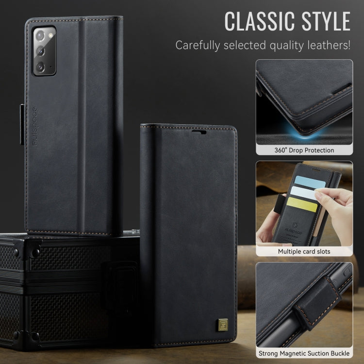 For Samsung Galaxy Note20 AutSpace A11 Side Buckle MagSafe Magnetic RFID Phone Leather Case(Black)