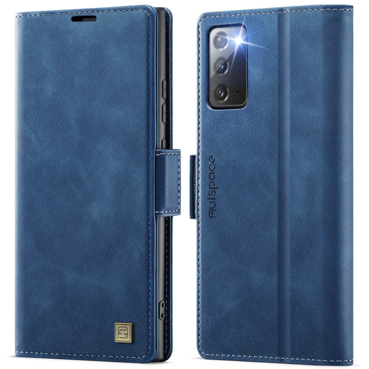 For Samsung Galaxy Note20 AutSpace A11 Side Buckle MagSafe Magnetic RFID Phone Leather Case(Blue)
