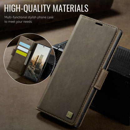 For Samsung Galaxy Note20 AutSpace A11 Side Buckle MagSafe Magnetic RFID Phone Leather Case(Coffee)