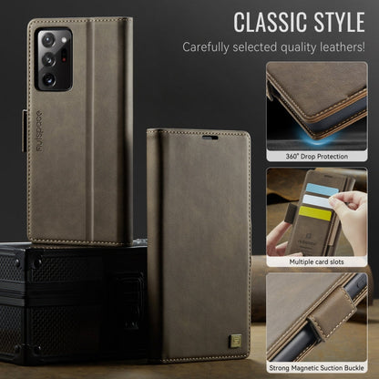 For Samsung Galaxy Note20 Ultra AutSpace A11 Side Buckle MagSafe Magnetic RFID Phone Leather Case(Coffee)