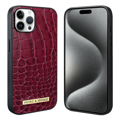 For iPhone 15 Pro Max VIETAO Alligator Texture PU Phone Case(Red)