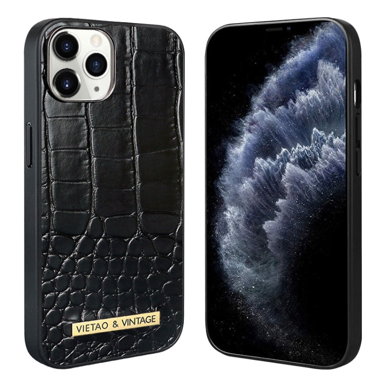 For iPhone 11 Pro Max VIETAO Alligator Texture PU Phone Case(Black)