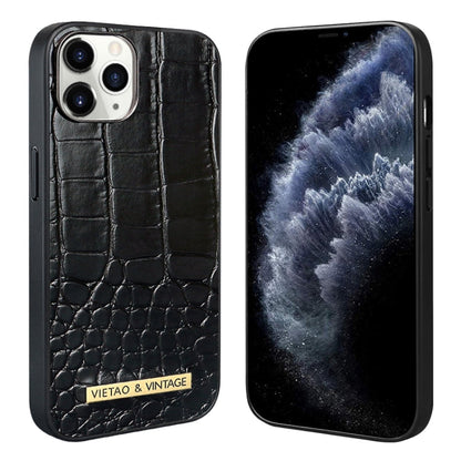 For iPhone 11 Pro Max VIETAO Alligator Texture PU Phone Case(Black)
